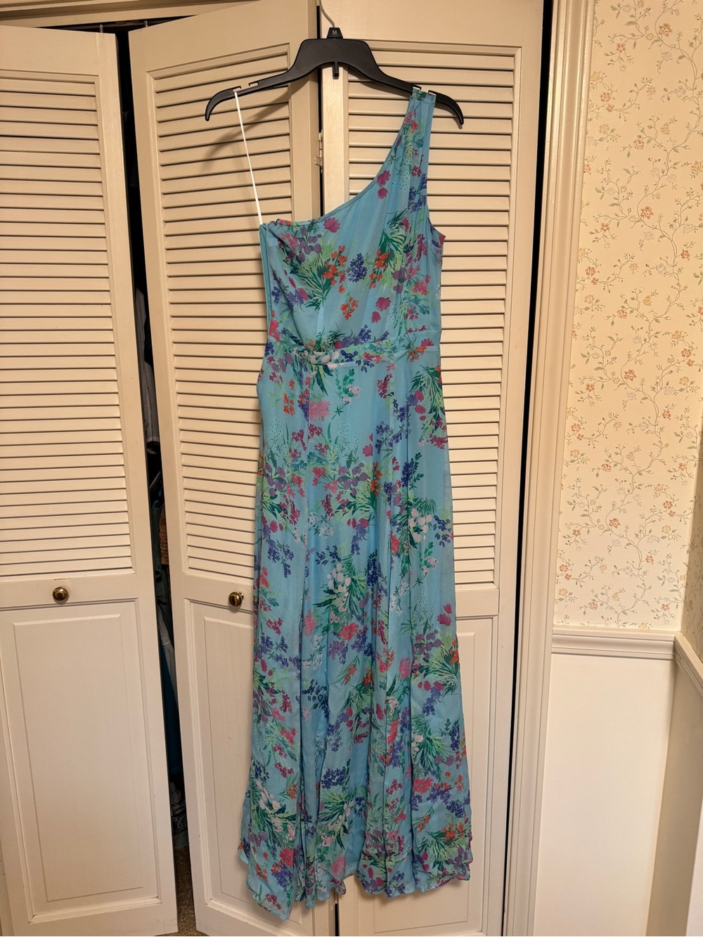 Yumi Kim Aqua One-Shoulder Floral Maxi Dress